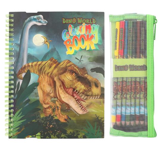 Dino World Colouring Book with Colouring Pencils - Image 2