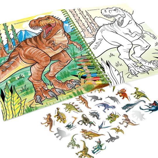 Dino World Colouring Book with Colouring Pencils - Image 5