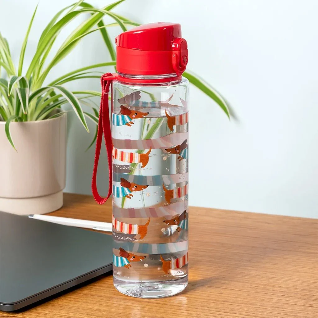 Drinks Bottle – Sausage Dog Print with Push Button Lid (700ml) - Image 2