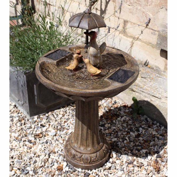 Duck Family Solar Fountain