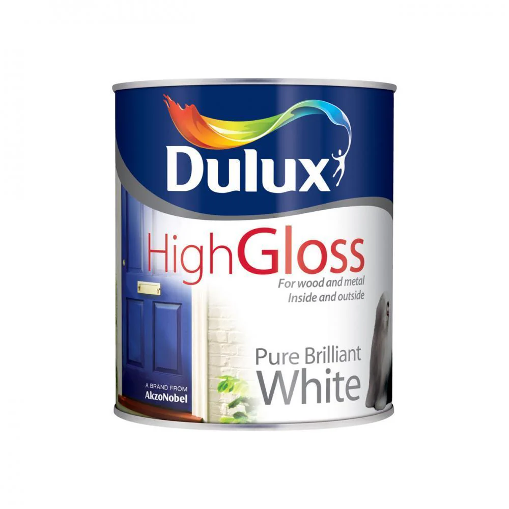 Dulux High Gloss Pure Brilliant White Paint - 750ml