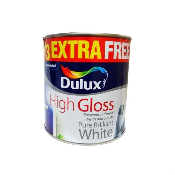 Dulux High Gloss Pure Brilliant White Paint - 750ml - Image 2