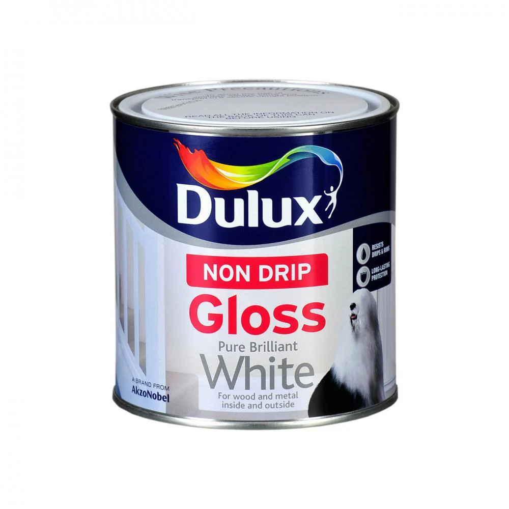 Dulux Non Drip Gloss Pure Brilliant White Paint - 2.5 L - Image 2