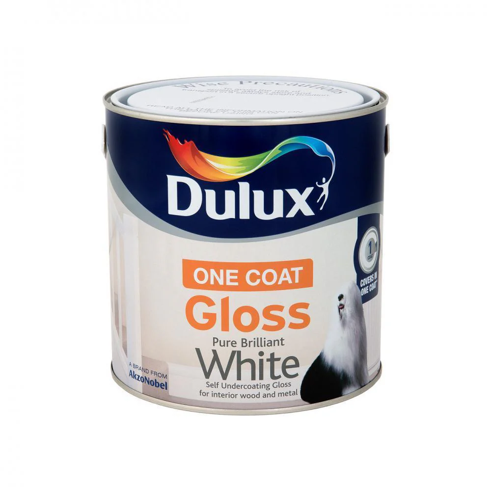 Dulux Once Gloss Pure Brilliant White Paint - 2.5 Litre