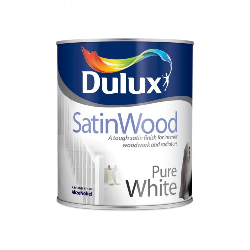 Dulux SatinWood Interior Pure White Paint - 750ml