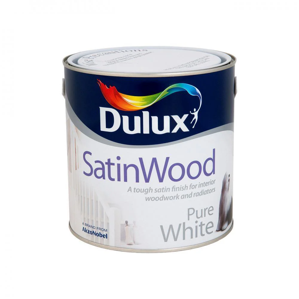 Dulux SatinWood Pure White Paint - 2.5 Litre