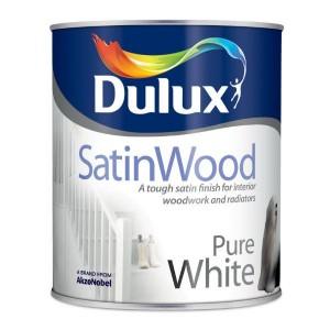 Dulux SatinWood Pure White Paint - 2.5 Litre - Image 2