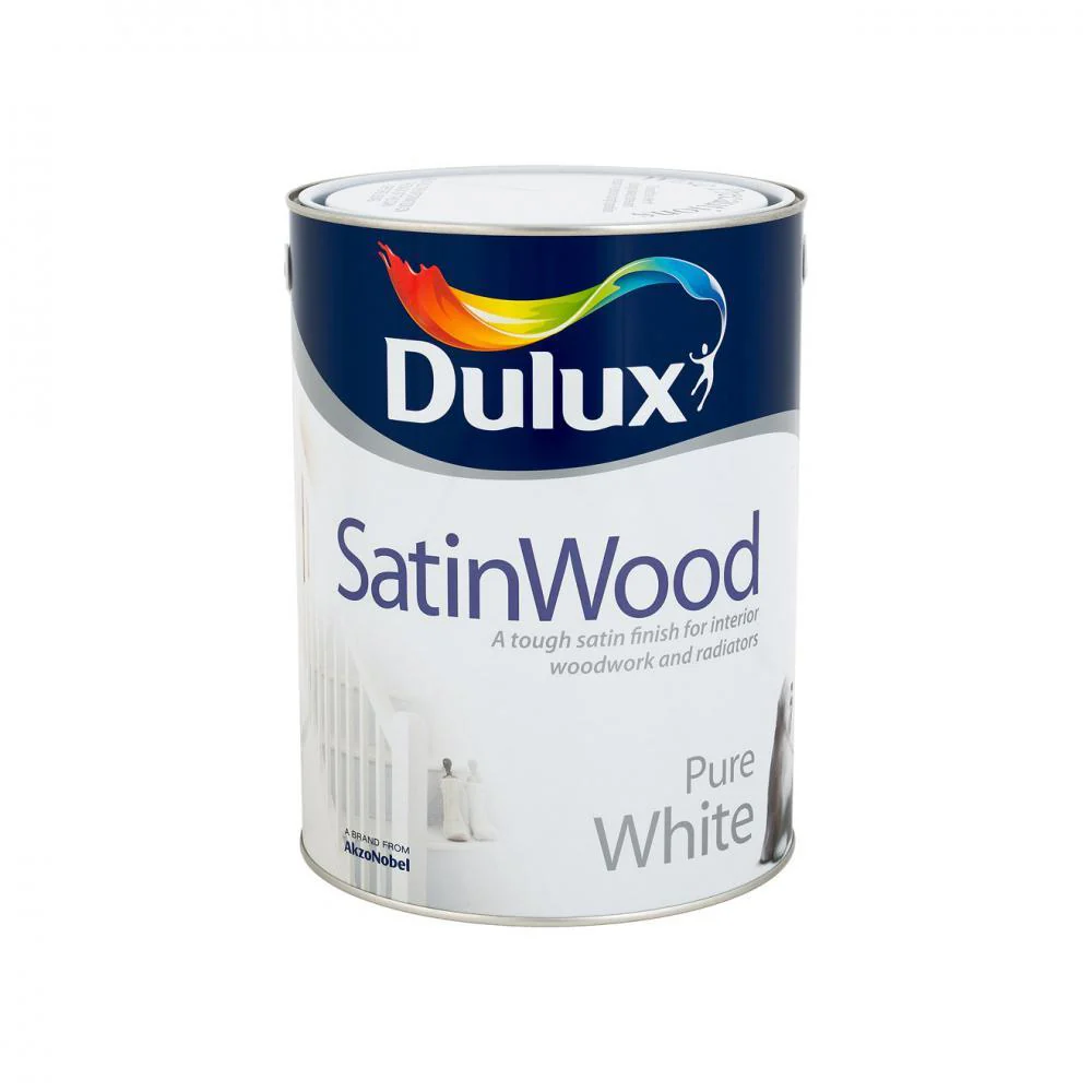 Dulux SatinWood Pure White Paint - 5 Litre