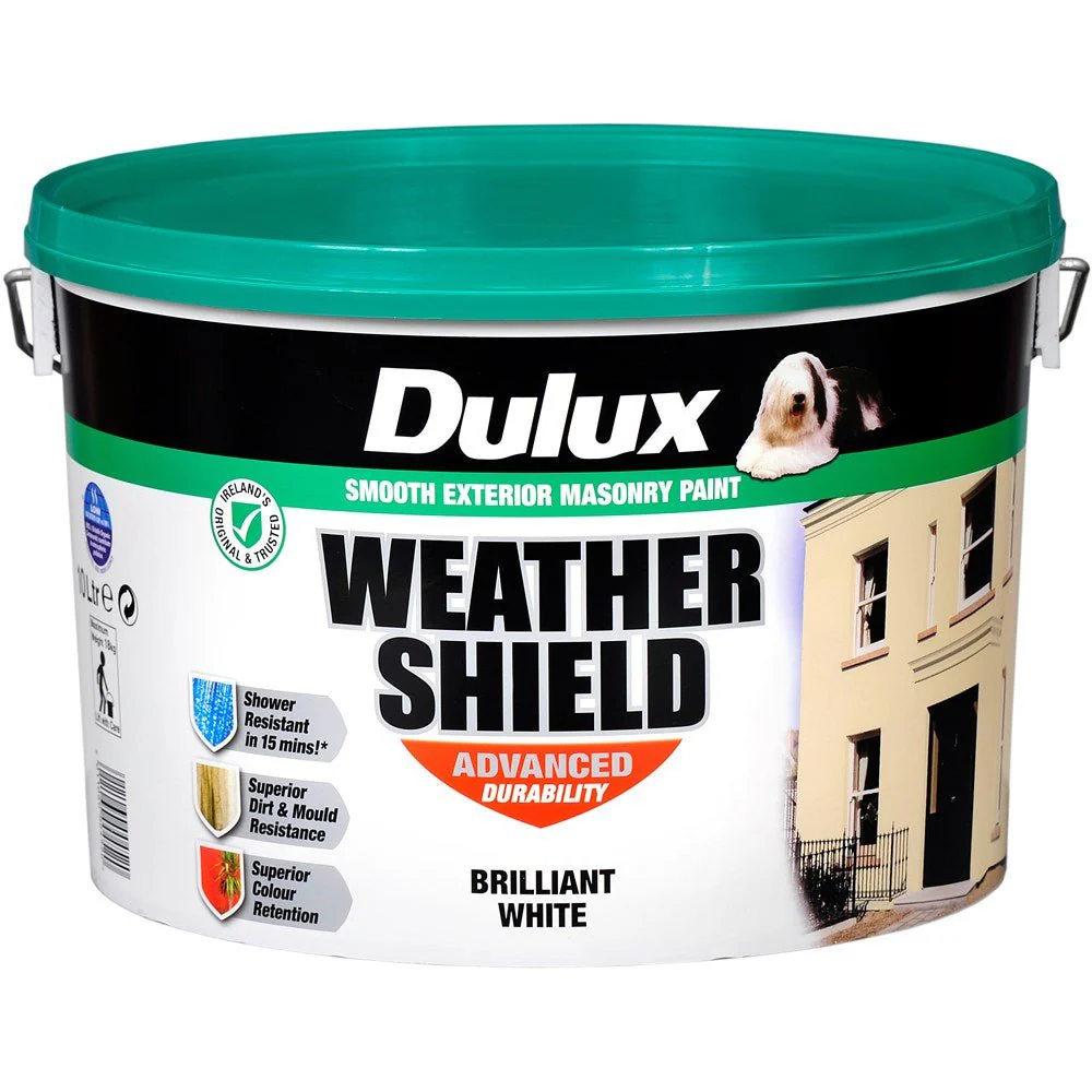 Dulux Weathershield Masonry Brilliant White Paint - 10 Litre