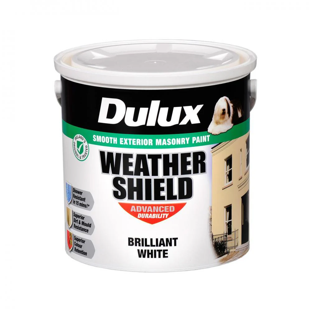 Dulux Weathershield Masonry Brilliant White Paint - 2.5