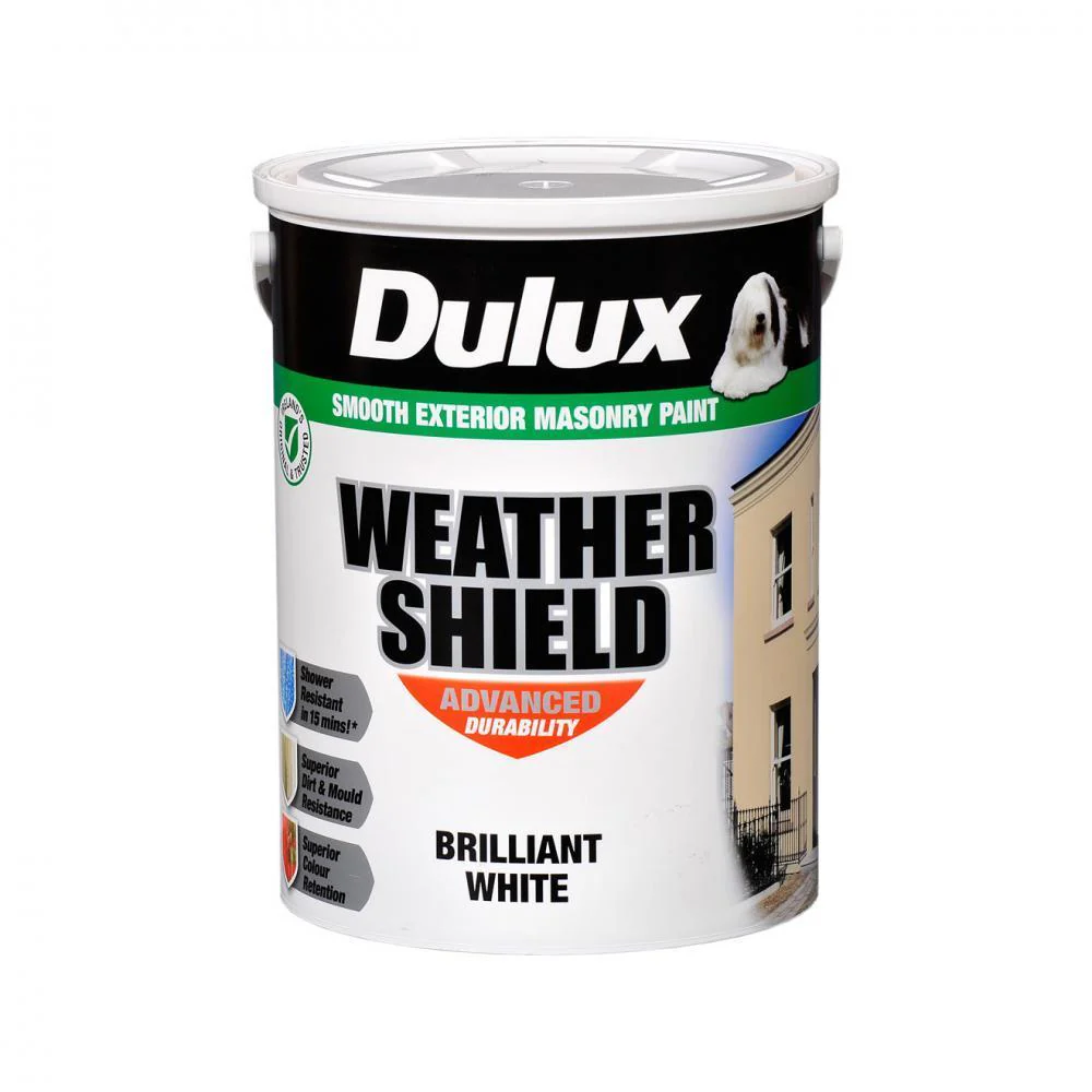 Dulux Weathershield Masonry Brilliant White Paint - 5 L