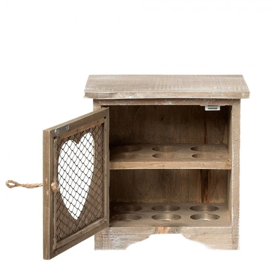Egg Cabinet 19 x 14 x 19cm Brown Wood Heart - Image 2