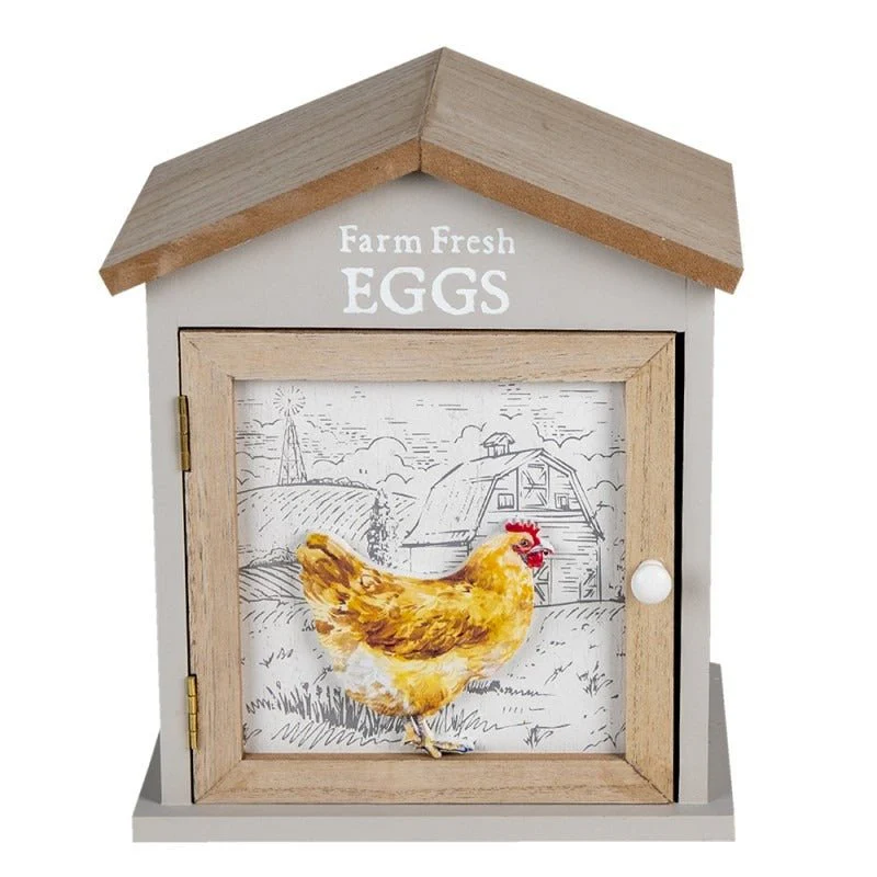 Egg Cabinet House 19 x 13 x 23cm Brown Wood Chicken