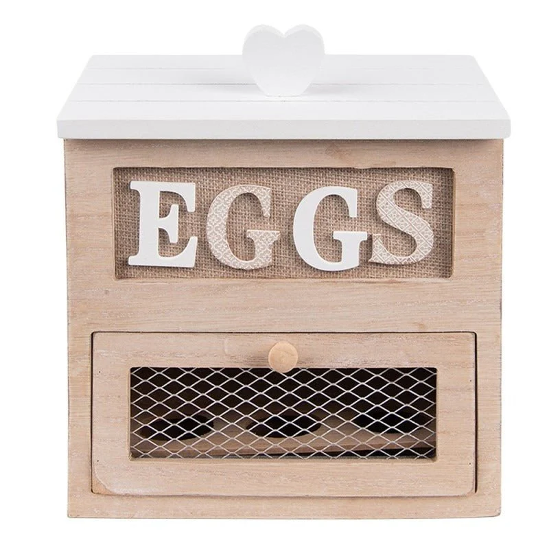 Egg Holder 18 x 9 x 20cm Brown Wood Rectangle Egg Rack