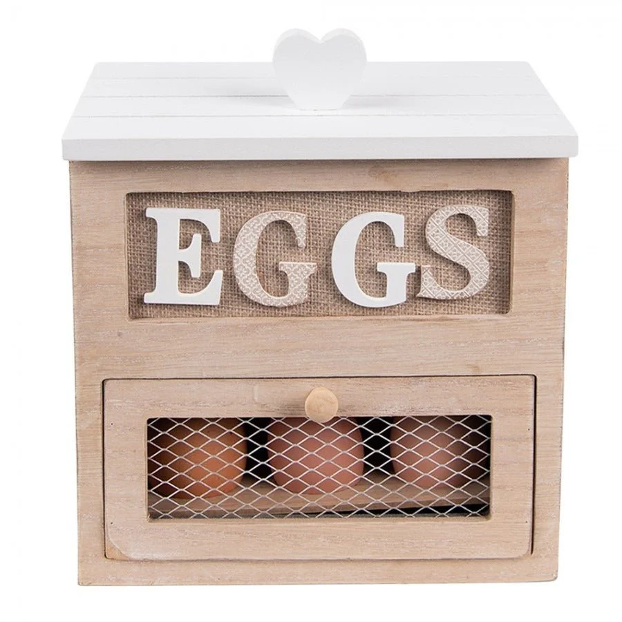 Egg Holder 18 x 9 x 20cm Brown Wood Rectangle Egg Rack - Image 2