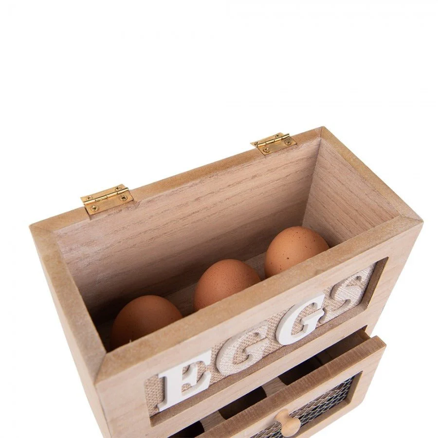 Egg Holder 18 x 9 x 20cm Brown Wood Rectangle Egg Rack - Image 3