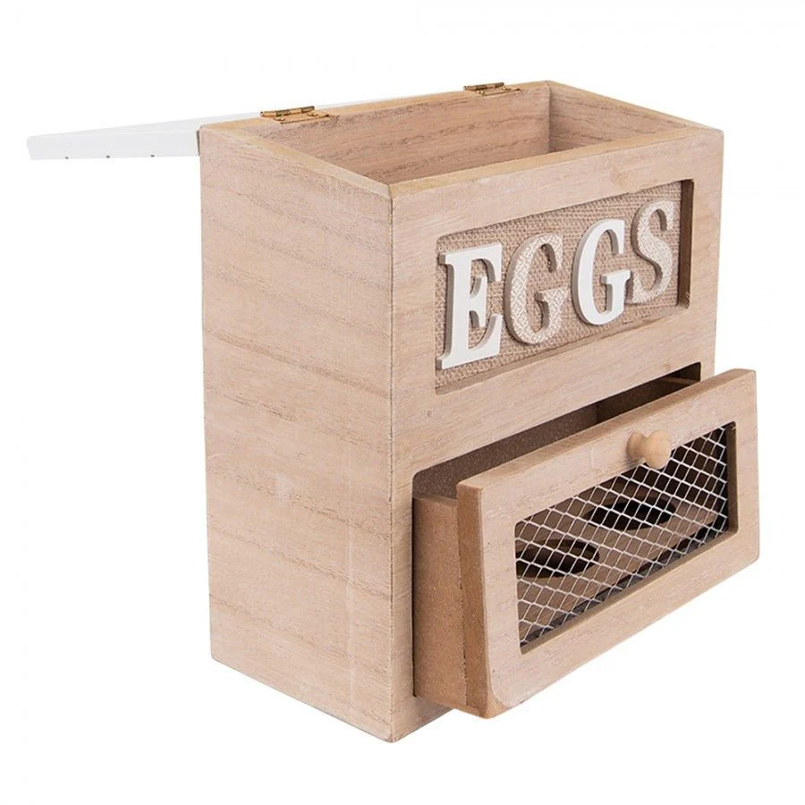 Egg Holder 18 x 9 x 20cm Brown Wood Rectangle Egg Rack - Image 4