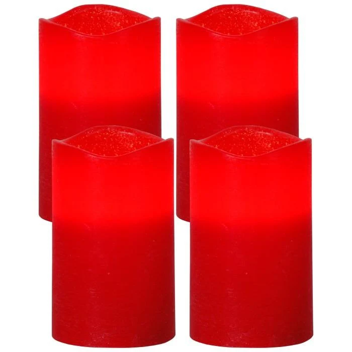 Eglo 4pc 12.5cm Red Led Pillar Candles