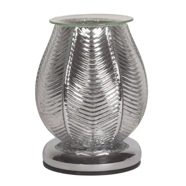 Electric Wax Melter Touch - Ribbed Silver Lustre 18cm