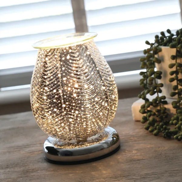 Electric Wax Melter Touch - Ribbed Silver Lustre 18cm - Image 2