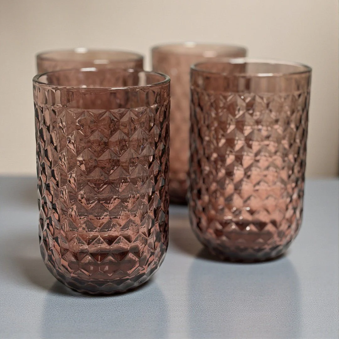 Elements Textured Pink Tumbler Glasses – Set of 4