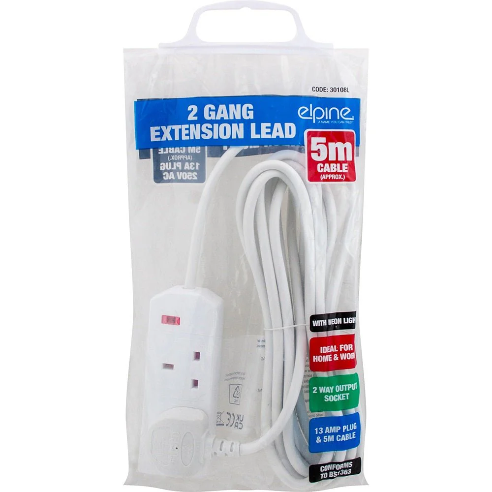Elpine 2 Way 5M Extension Lead With Neon Light
