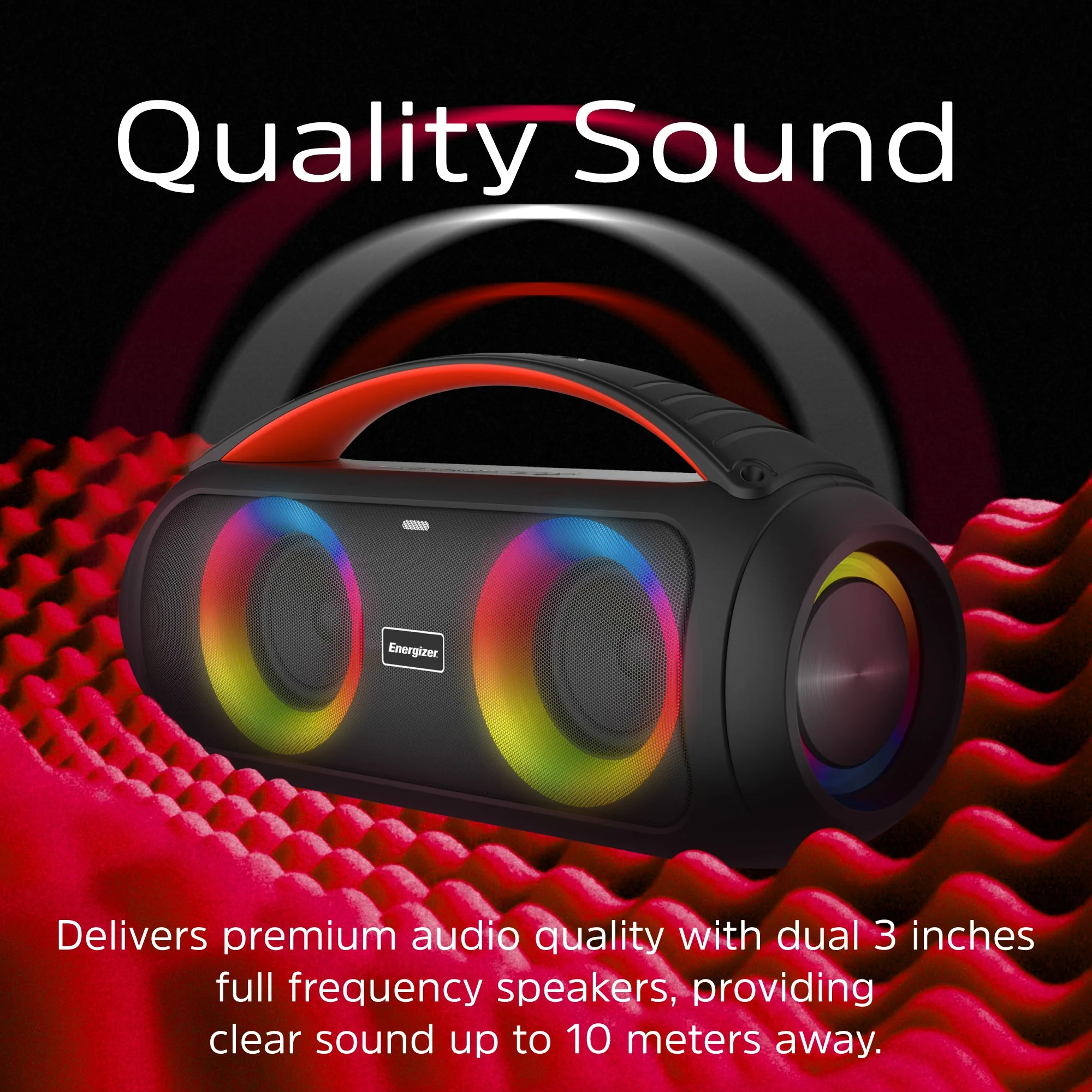 Energizer Portable Bluetooth Party Speaker with RGB lighting with mic | BTS258 - Image 3