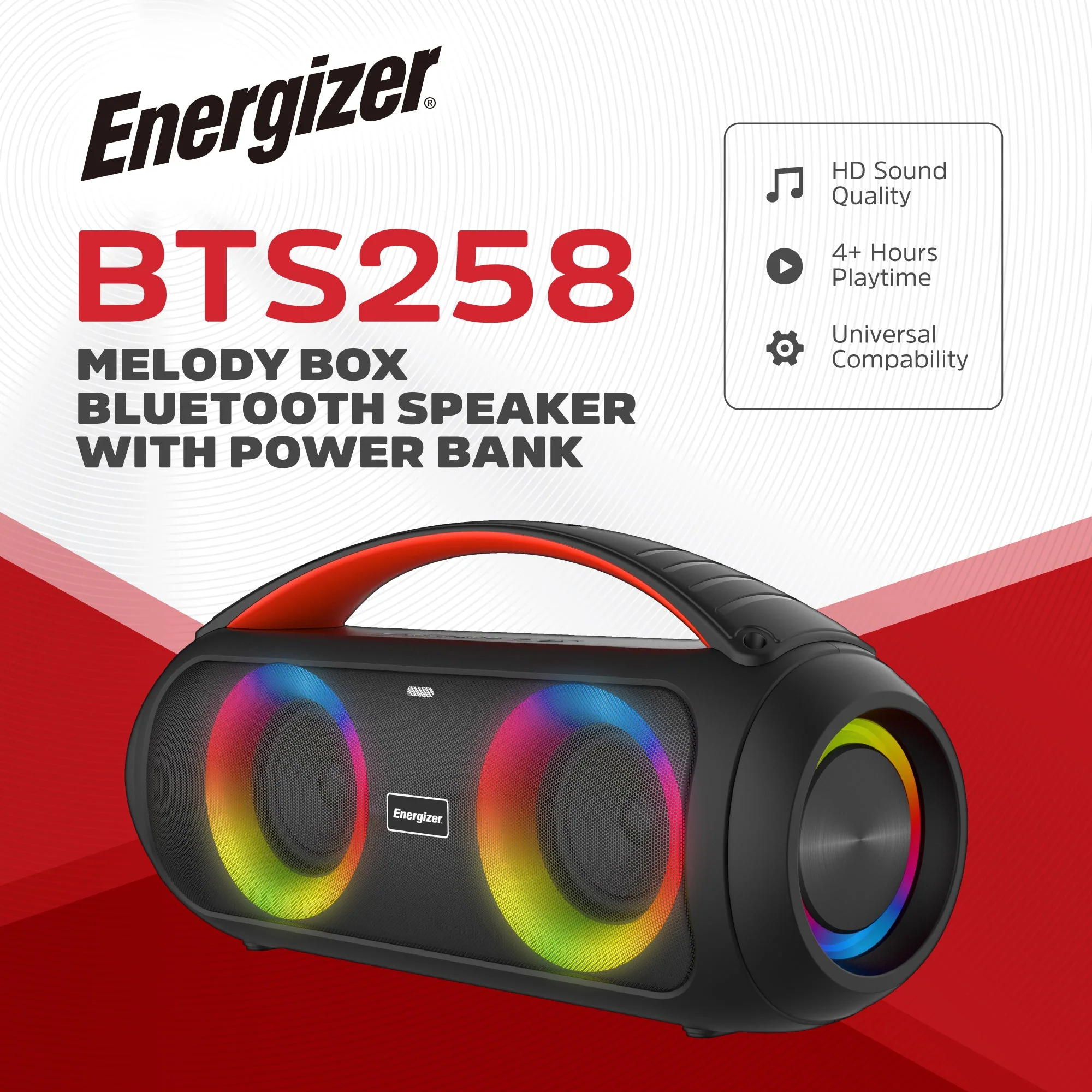 Energizer Portable Bluetooth Party Speaker with RGB lighting with mic | BTS258 - Image 9