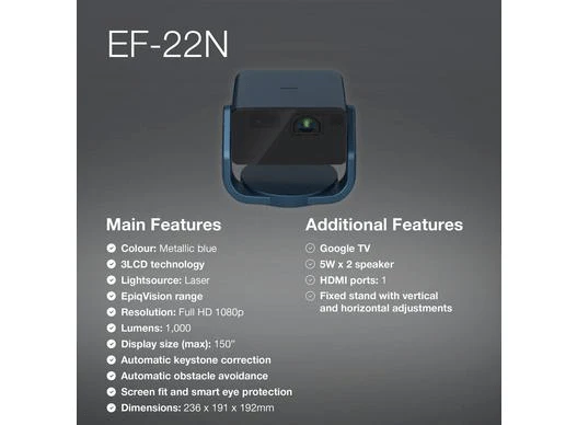 Epson EF22N Metallic Blue Projector V11HB38440 - Image 5