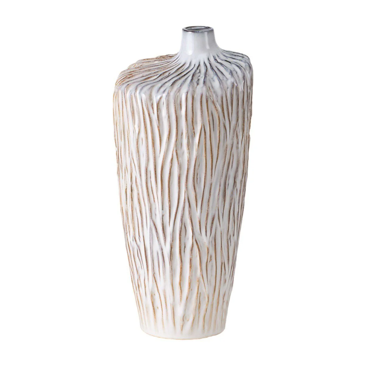 Etched Narrow Neck Vase Cream 31cm