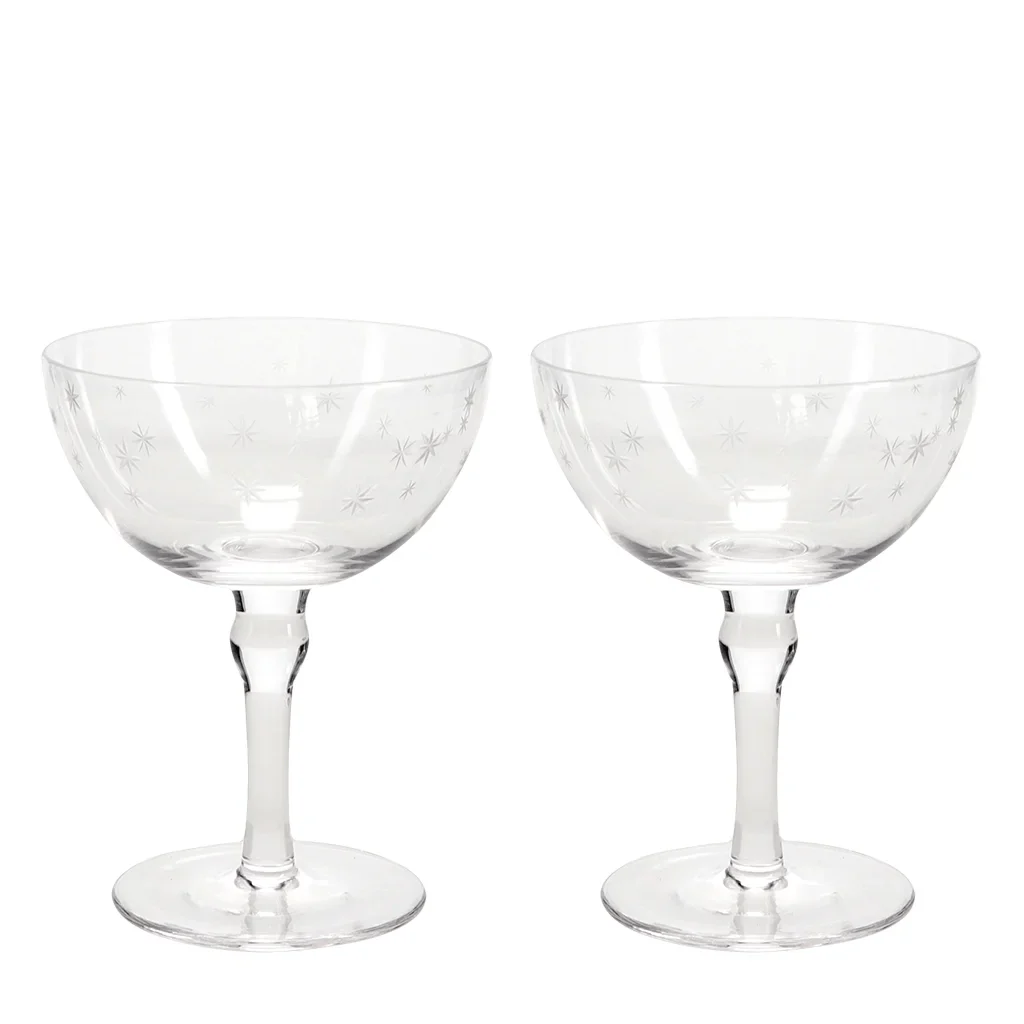 Etched Star Coupe Cocktail Glasses 200ml (Set of 2) – Clear - Image 4