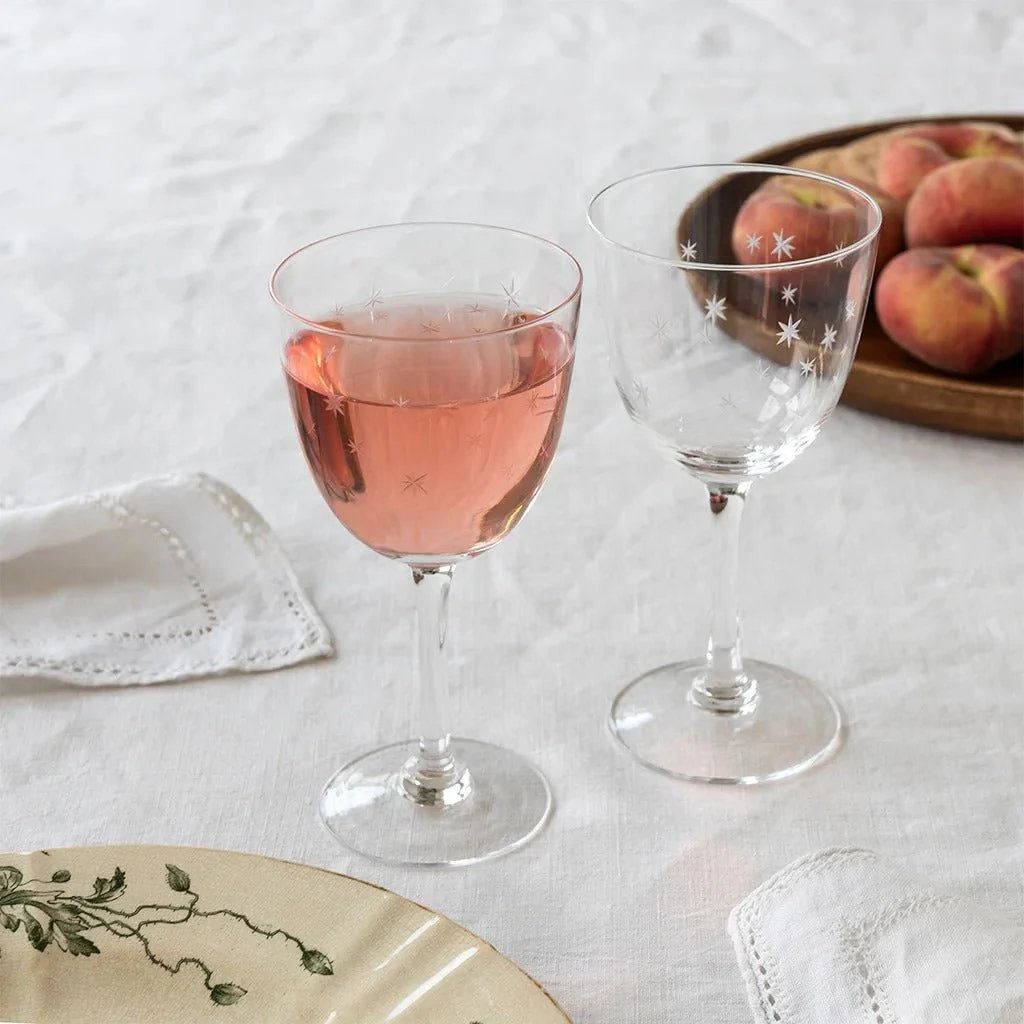 Etched Star Wine Glasses 250ml (Set of 2) – Clear - Image 2