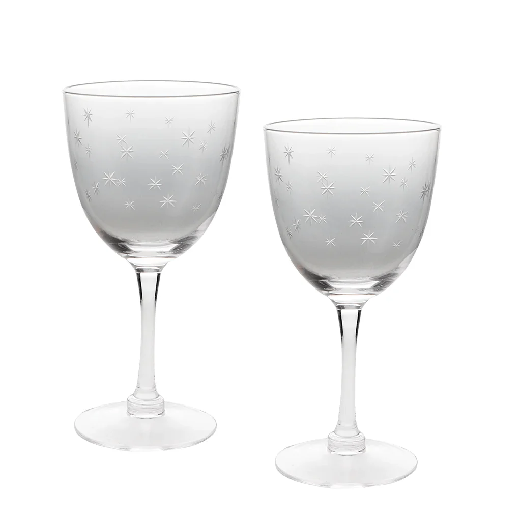Etched Star Wine Glasses 250ml (Set of 2) – Clear - Image 4