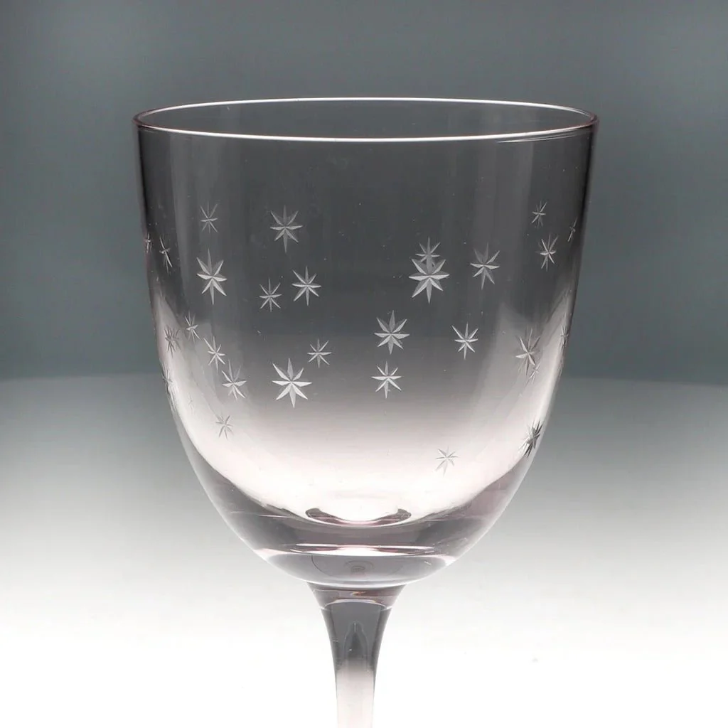 Etched Star Wine Glasses 250ml (Set of 2) – Pink Tint - Image 3