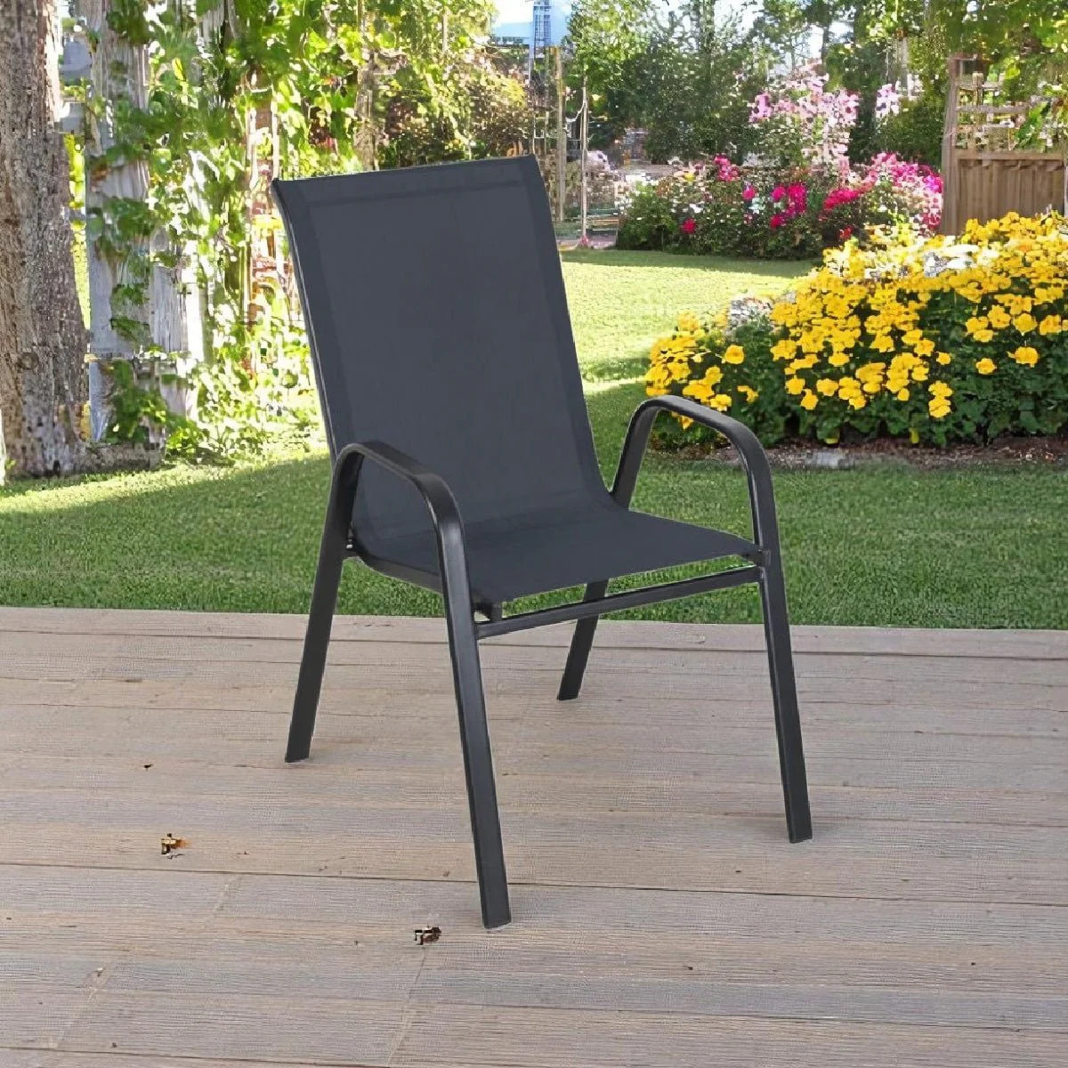 Euroactive Textilene Stacking Garden Chair - Graphite