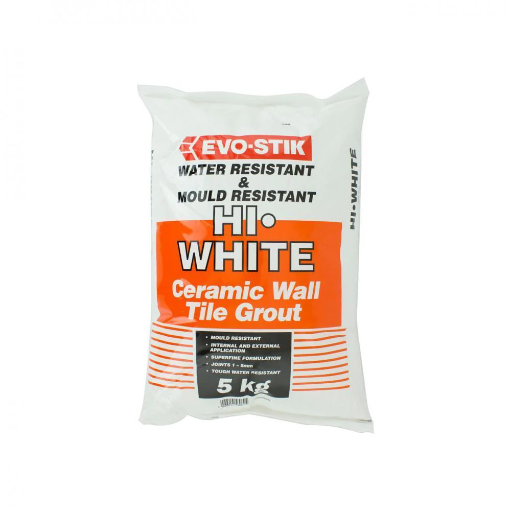Evo-Stik Hi-White Ceramic Wall Tile Grout - 5kg