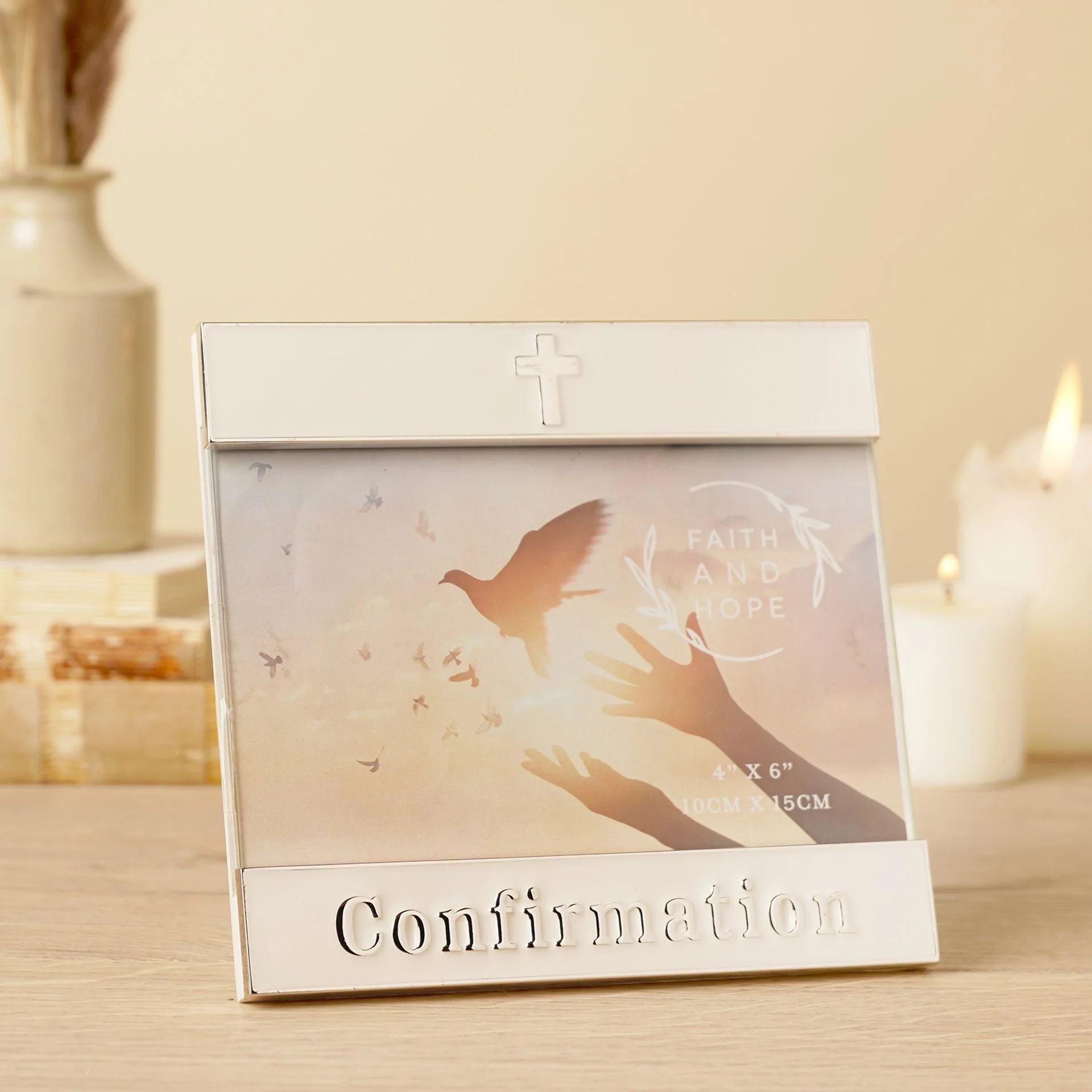 Faith & Hope Enamel & Silver Frame 4" x 6" – Confirmation