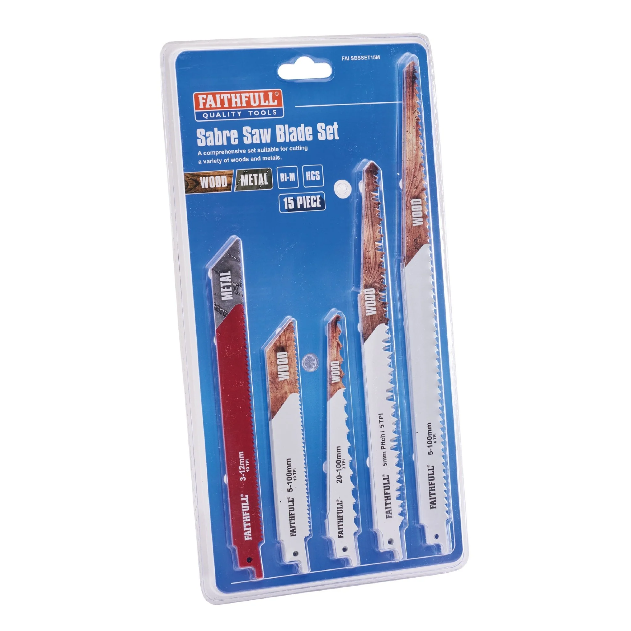 Faithfull 15 Piece Sabre Saw Blade Set