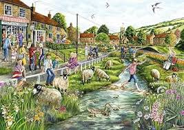 Falcon 2 x 100 piece Puzzle - Villiage Life - Image 2