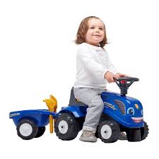 Falk New Holland Ride-on Tractor with trailer, rake & shovel - Image 2