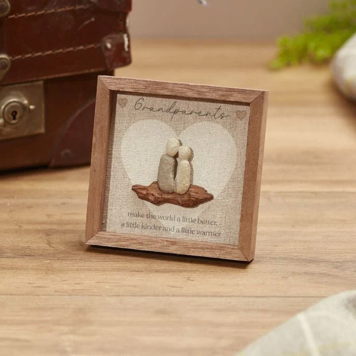 Family Grandparents Framed Easel Plaque Wooden with Resin Couple