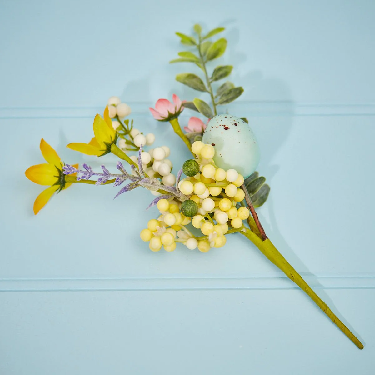 Faux Flower Stem with Spring Egg 20cm