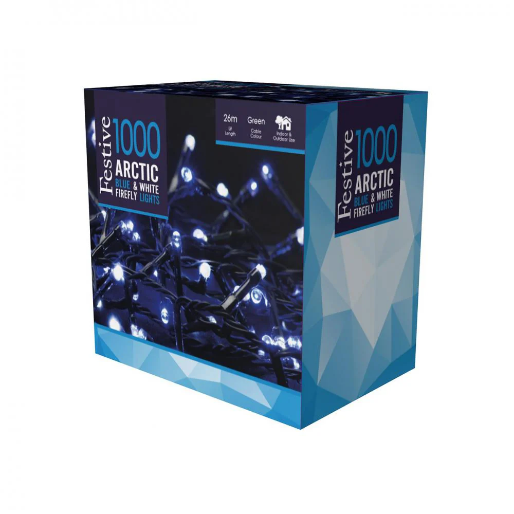 Festive 1000 Artic Blue & White Firefly Lights