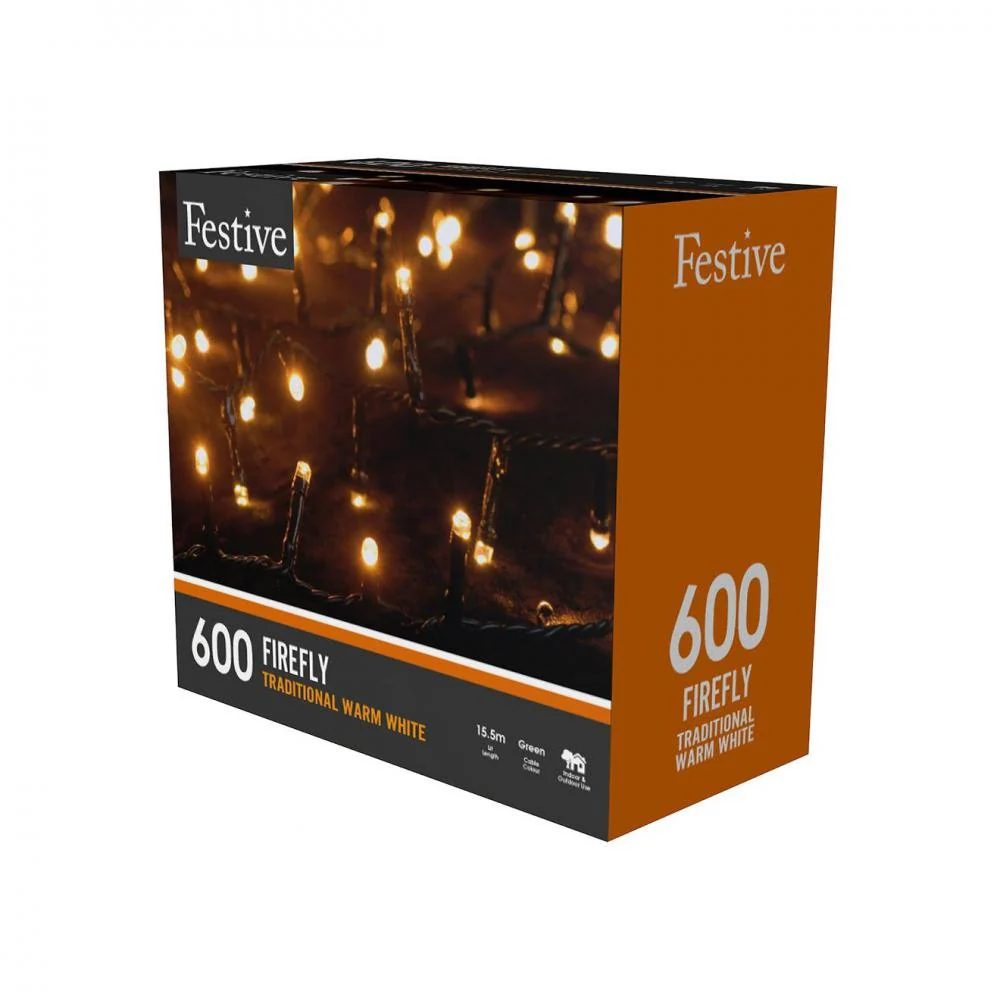 Festive 600 Traditional Warm White Firefly Lights