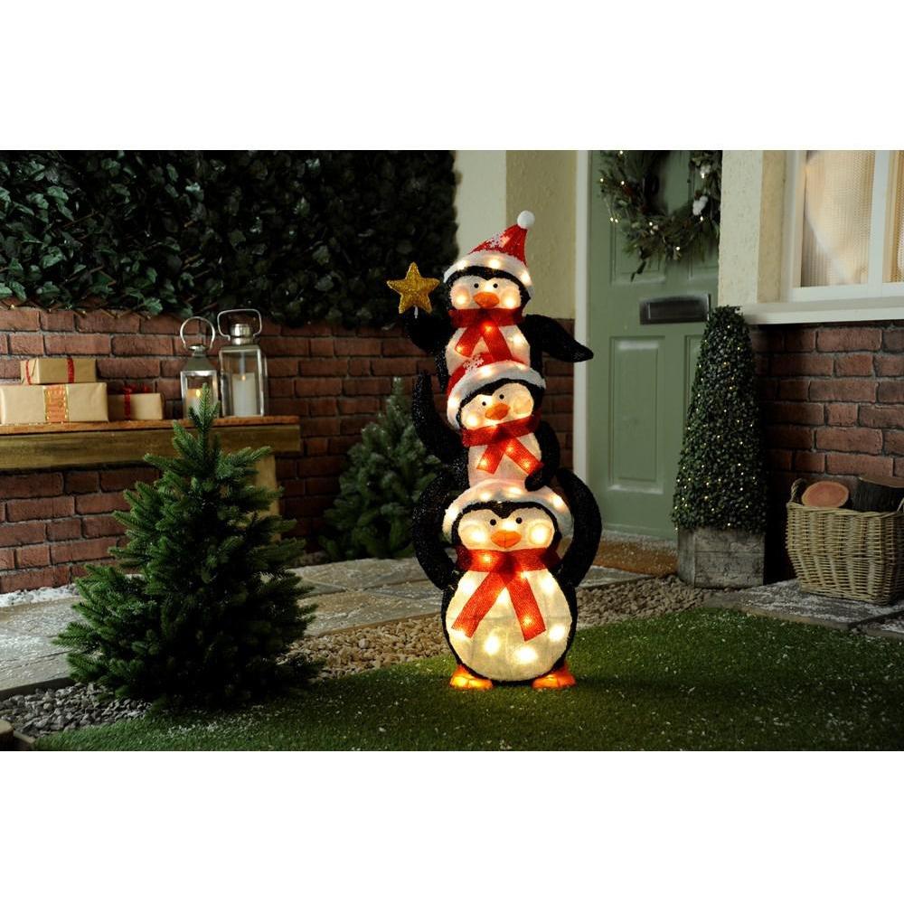 Festive - LED Lit Penguin Family - 104cm - Multi-Coloured PO41758