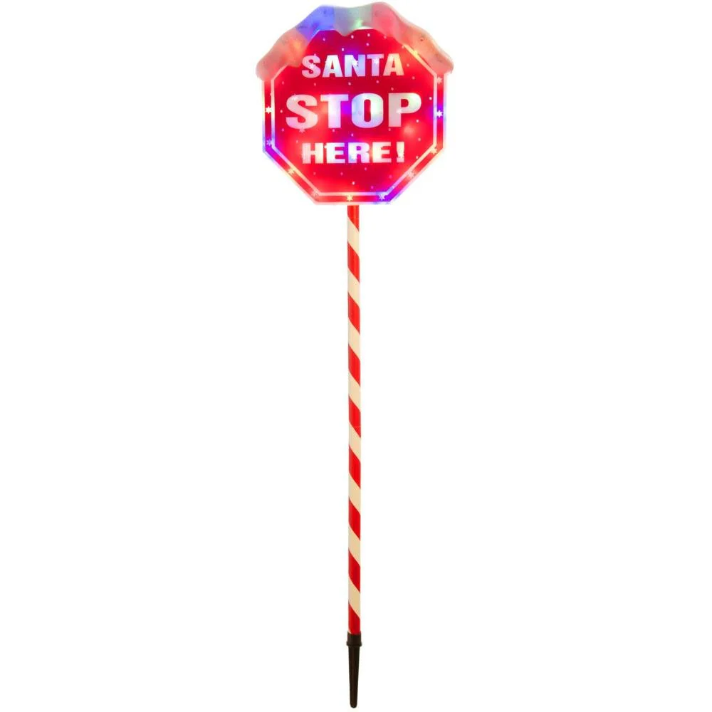 Festive LED Santa Stop Here Sign - 100cm P052761