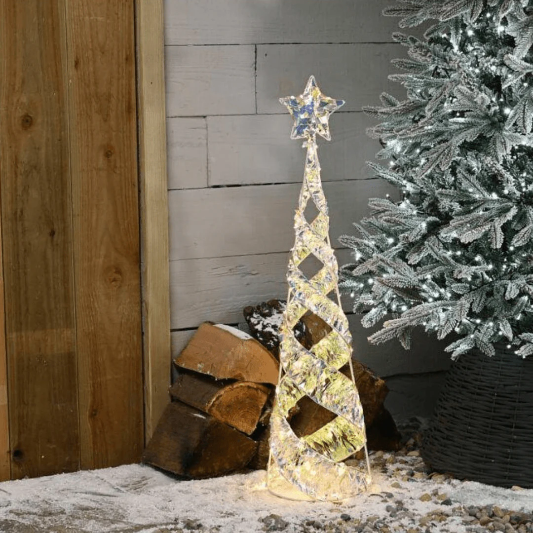 Festive Lit Star Shimmer Spiral Tree 80cm P060104
