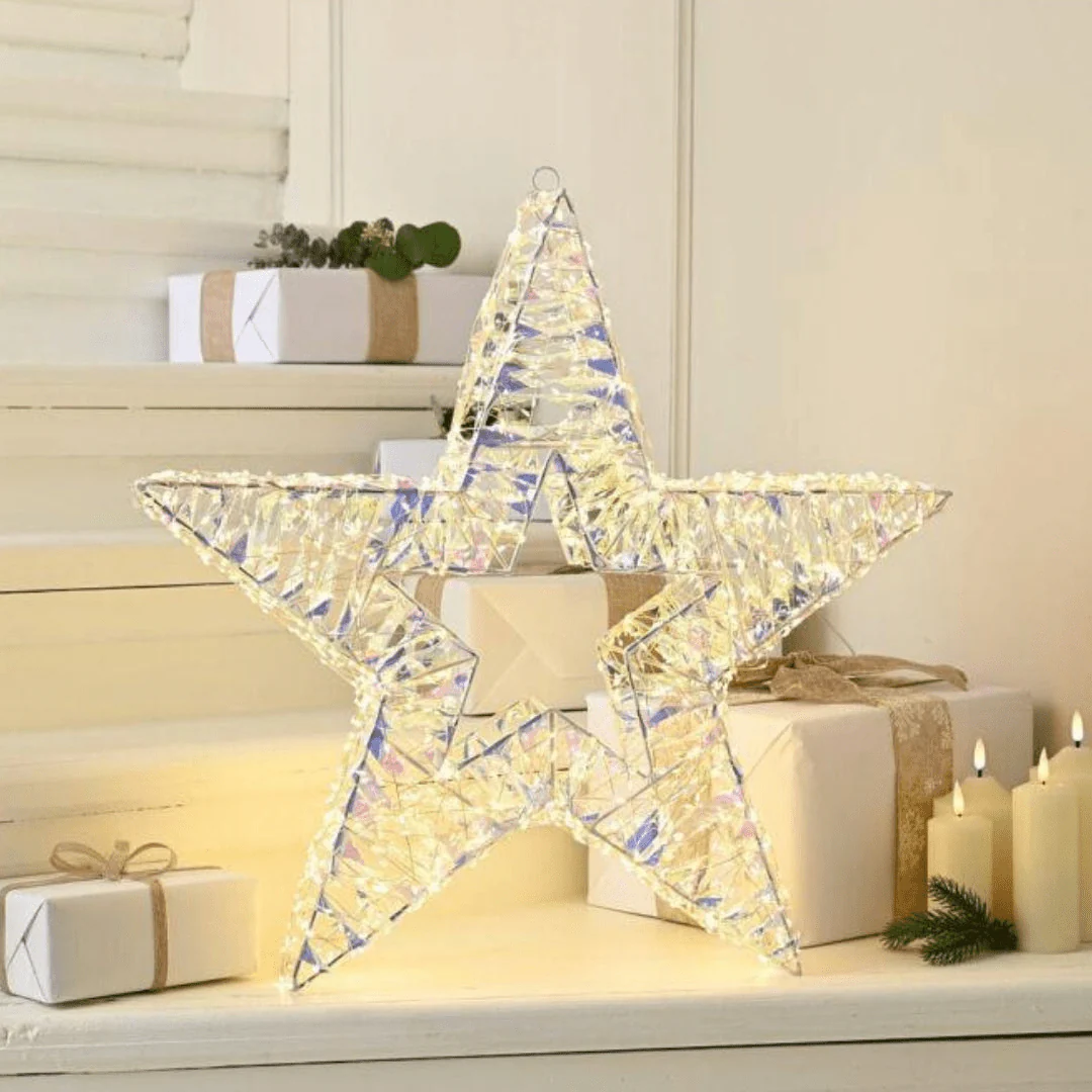Festive Lit Star Shimmer Star 60cm
