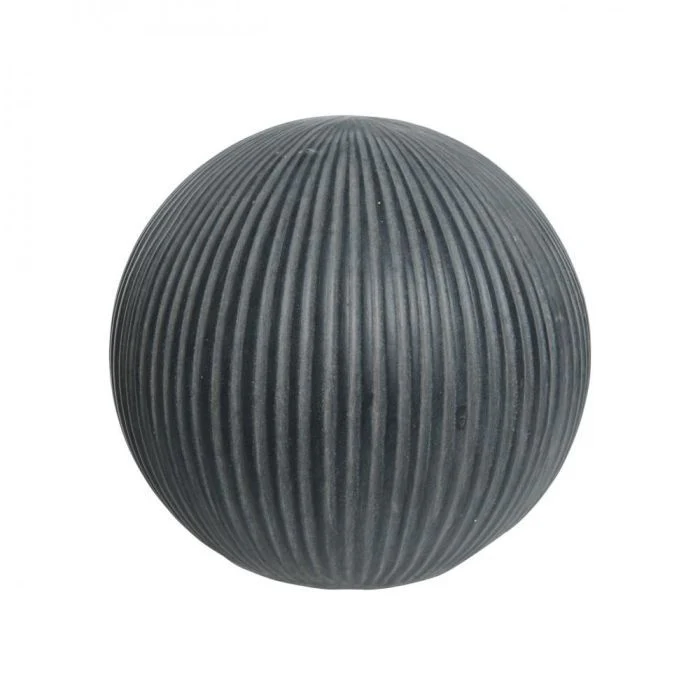 Fibre Clay Ribbed Small Garden Sphere - Anthracite