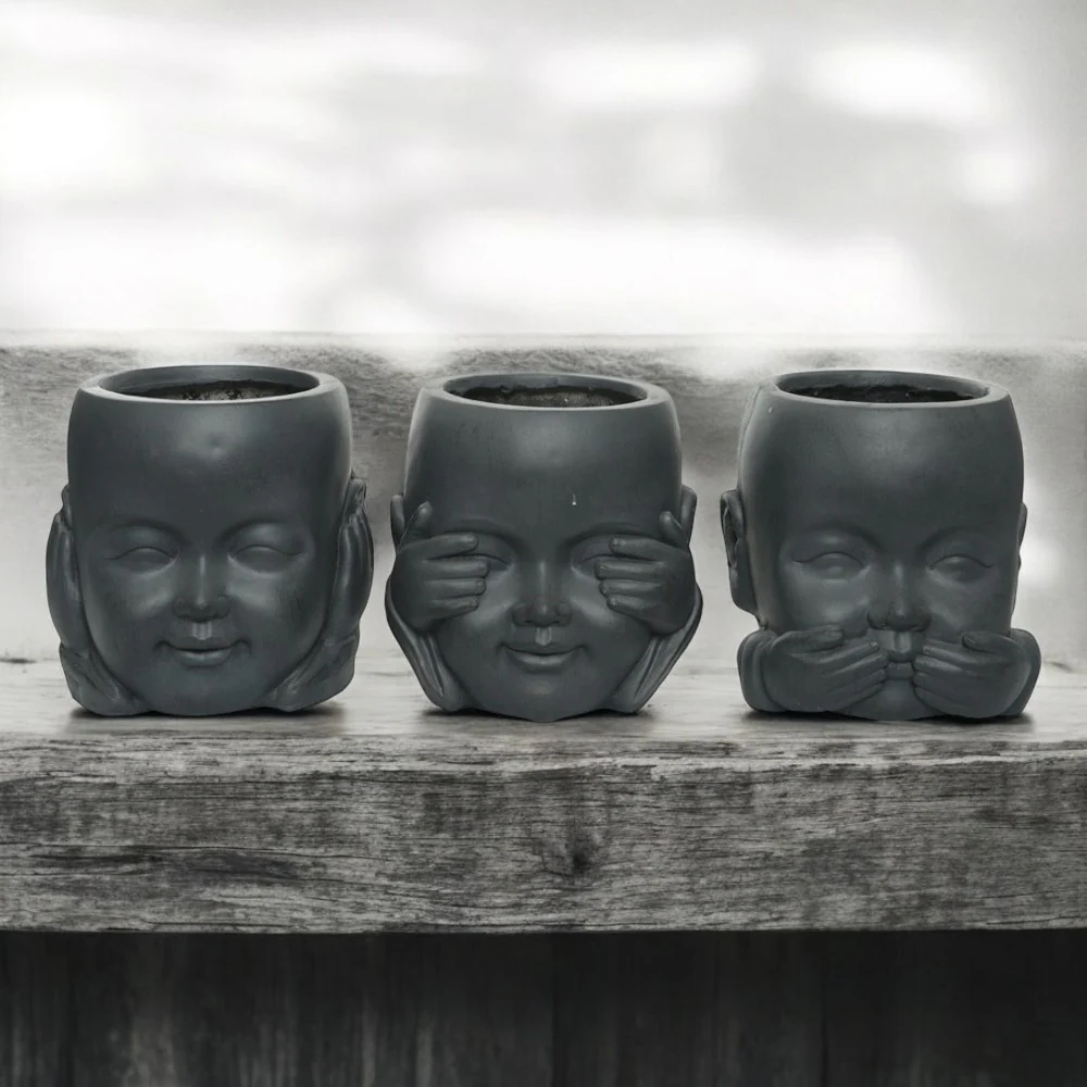 Fibreclay Monk Planter - Set of 3 - 24cm